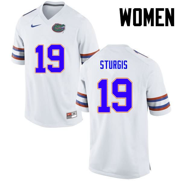 NCAA Florida Gators Caleb Sturgis Women's #19 Nike White Stitched Authentic College Football Jersey NON0864NG